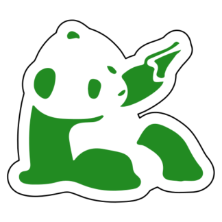 Panda Holding Gun Sticker (Green)